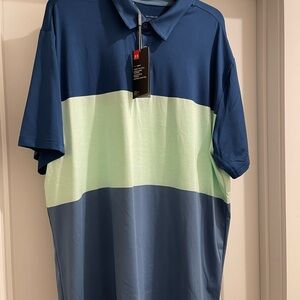 NWT Under Armour Golf Polo Men’s Size XXL Heat Gear Loose Fit Color Block Blue